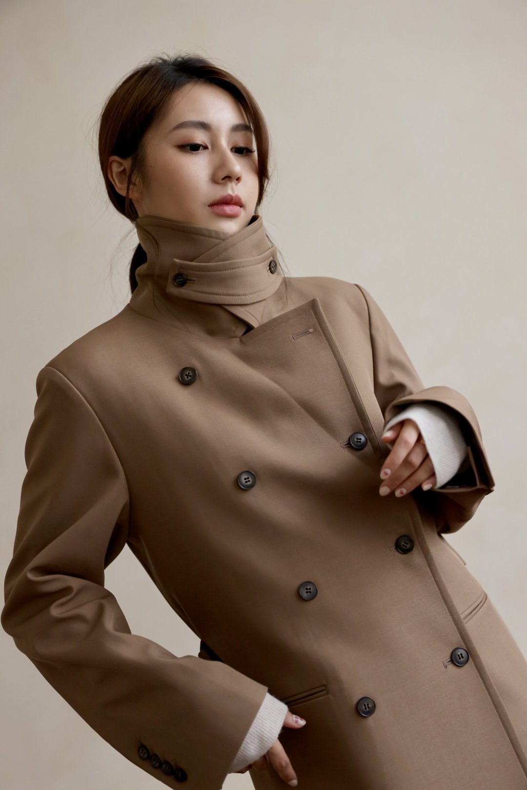 修身厚磅绑带风衣—棕—漫步佛罗伦斯2024SS - 女装休闲/机能外套 - 其他材质 咖啡色