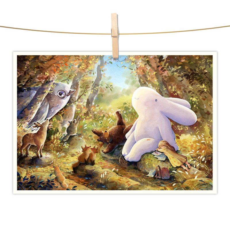 afu水彩插画明信片 - 秋日之晴 - 卡片/明信片 - 纸 橘色