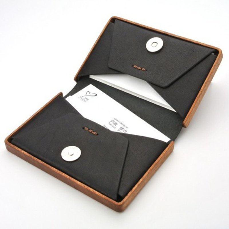 Business card holder made of wood and leather 12 - 名片夹/名片盒 - 木头 