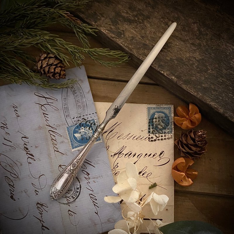 法国Art Nouveau 百年纯银柄雕花*小型*拆信刀 - 剪刀/拆信刀 - 纯银 银色