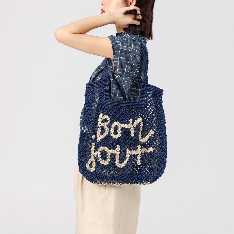 【The Jacksons】Bon-jour 字母包-Stella-Indigo / S (肩背包) - 侧背包/斜挎包 - 棉．麻 粉红色