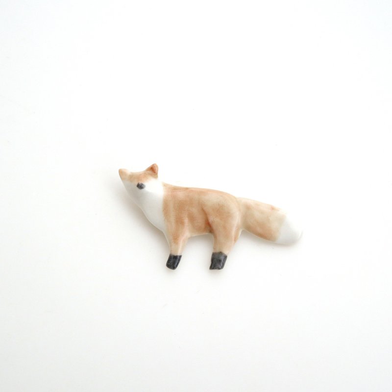 Fox brooch - 胸针 - 瓷 黄色