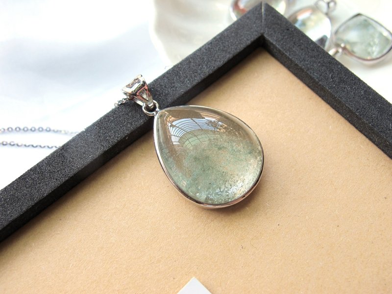 绿幽灵 925纯银【幽幽山景】【原件寄出】事业财富 异象水晶 - 项链 - 水晶 绿色