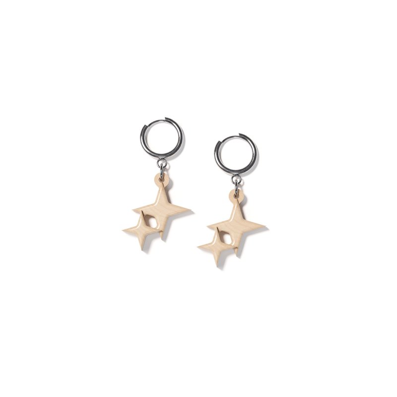 闪亮的星 - 星球系列实木耳环 - 耳环/耳夹 - 木头 多色