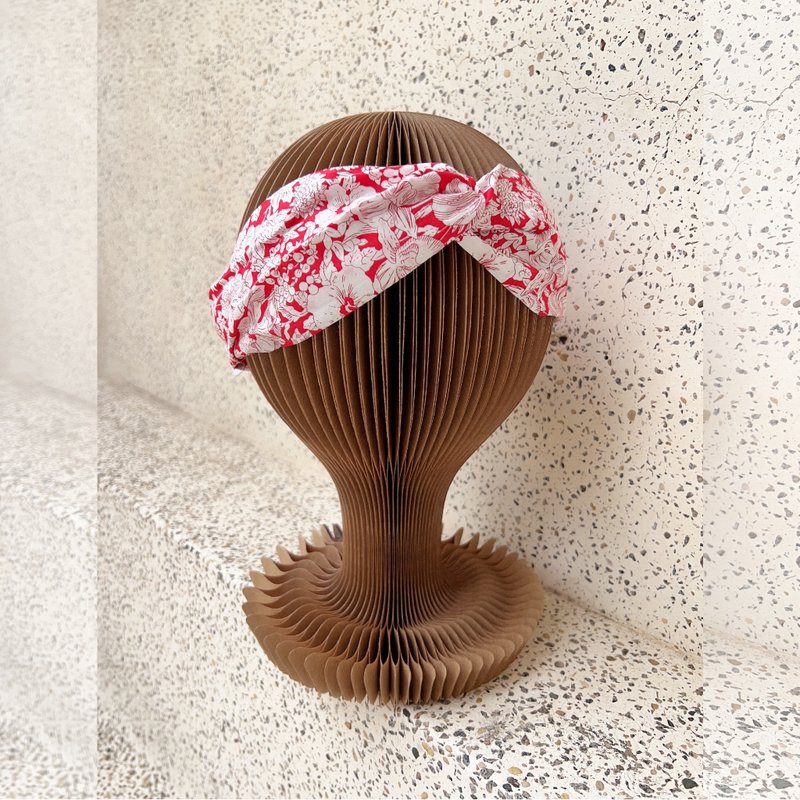 春夏火红花色松紧带宽发带 超轻薄 - 发带/发箍 - 棉．麻 红色