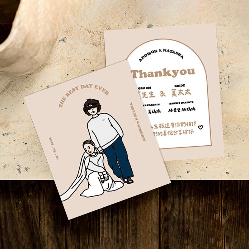 【加购】似颜绘婚礼谢卡 结婚小卡 婚礼小卡 喜饼小卡 10.8 x 9cm - 喜帖 - 纸 