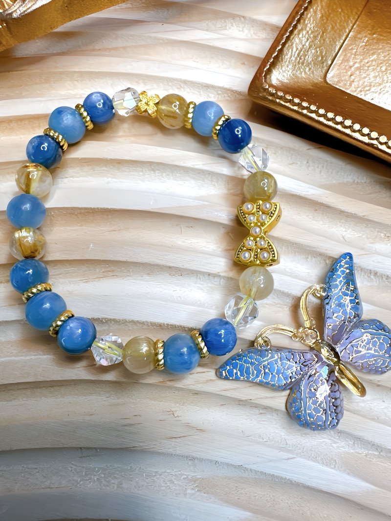 蓝晶石 钛金 白水晶设计款 水晶手串 - 手链/手环 - 水晶 蓝色