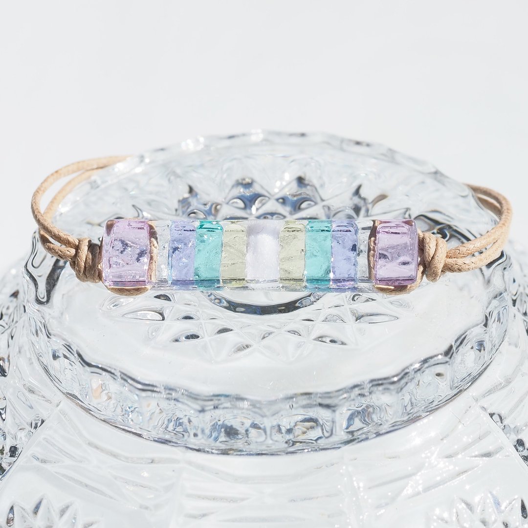 Fragrant glass (Kaoru [Large] [Sakura pastel]) bracelet/anklet - 手链/手环 - 玻璃 粉红色
