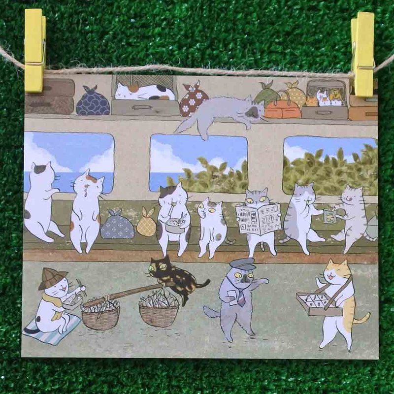 三猫小铺猫咪插画明信片(画家:猫小姐) – 火车便当 - 卡片/明信片 - 纸 