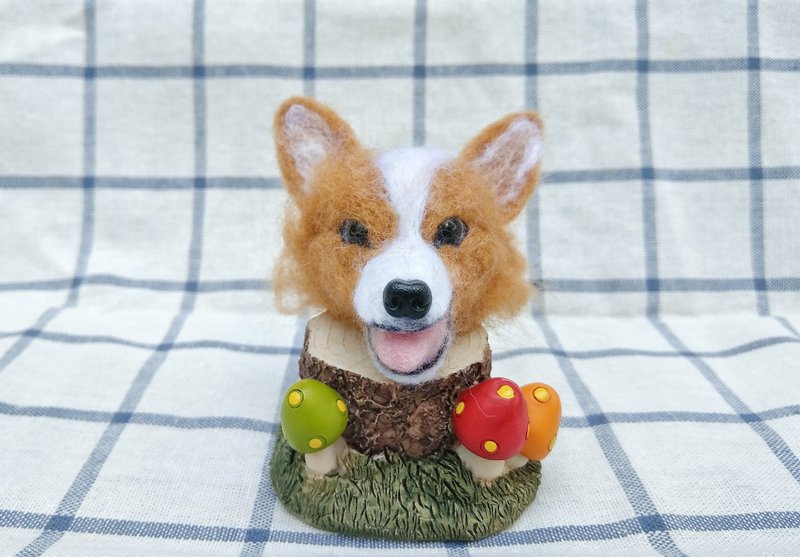 羊毛毡 狗狗 哥基 柯基 钥匙圈 拟真 宠物 定制化 宠物 纪念 回忆 - 其他 - 羊毛 咖啡色