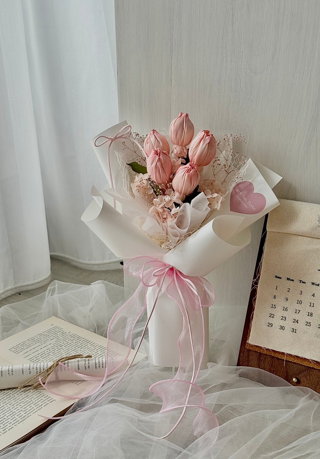 嗜花所 郁金香干燥花束 情人节花束 干燥花束 扩香花束 (五朵) - 干燥花/捧花 - 植物．花 