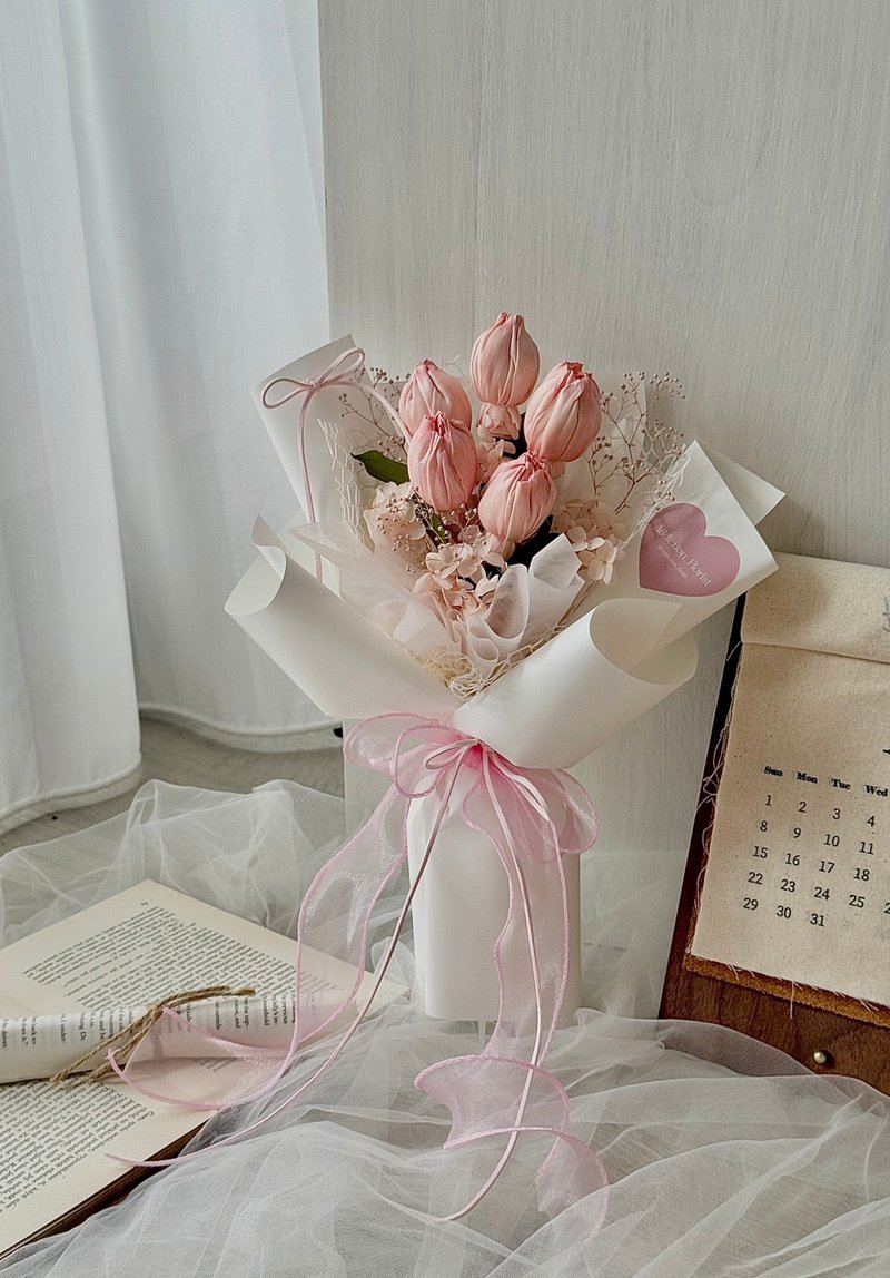 嗜花所 郁金香干燥花束 情人节花束 干燥花束 扩香花束 (五朵) - 干燥花/捧花 - 植物．花 