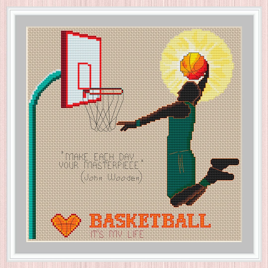 Basketball Cross Stitch Pattern | Basketball Player Pattern Electronic Files - 手工艺教程/工具书 - 其他材质 