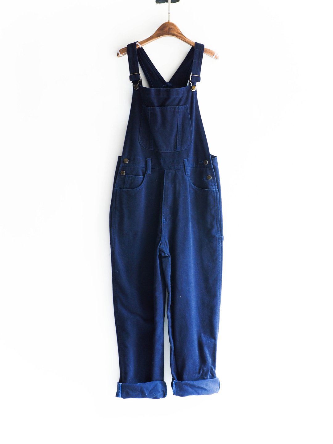 河水山 - 暗夜深蓝月影海流 古董连身灯芯绒吊带长裤 中性 overalls oversize vintage - 背带裤/连体裤 - 棉 蓝色