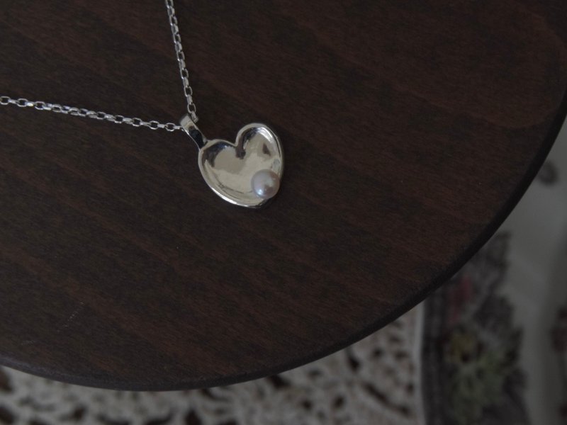 925纯银【爱心珍珠项链】 - 项链 - 纯银 