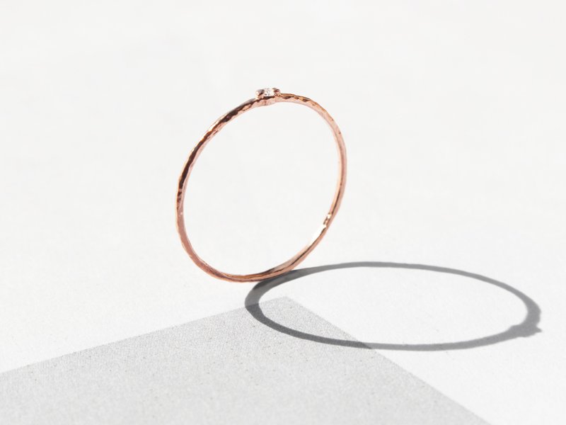 925 纯银 极幼戒指 | 18K玫瑰金 - 戒指 - 其他金属 银色