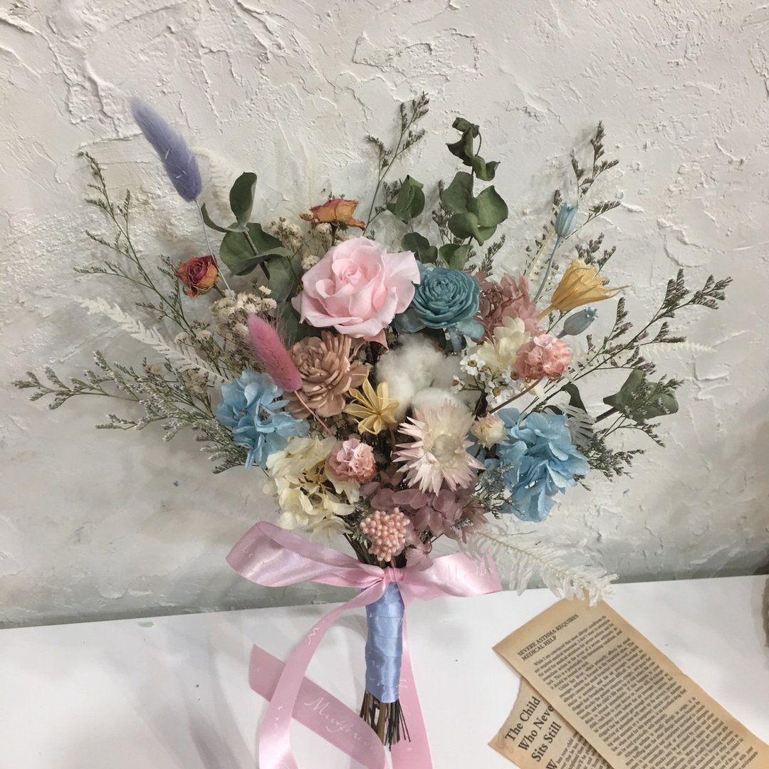 【遇见恒久】海洋祝福永生花新娘捧花  共两款 - 干燥花/捧花 - 植物．花 
