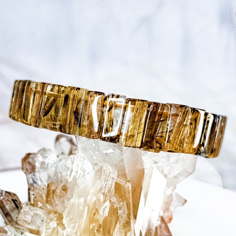 无尽回圈【咖啡板钛】高品 12mm咖啡钛晶手排 精挑/一物一拍 - 手链/手环 - 水晶 咖啡色