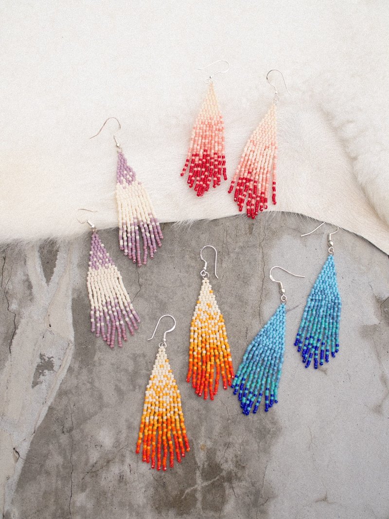 渐变颜色颜色纯银耳环耳夹 - 耳环/耳夹 - 纯银 多色