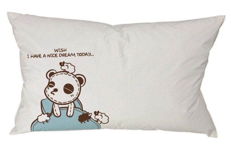 Foufou-枕头套(单入)-希望今天有好眠-熊猫眼(白) - 寝具 - 棉．麻 多色
