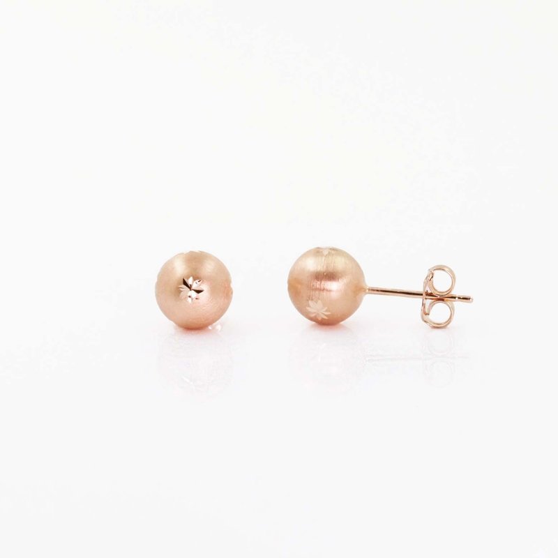 Gold Ball Earrings | 意大利雪花圆球耳环 | 14K - 耳环/耳夹 - 贵金属 金色