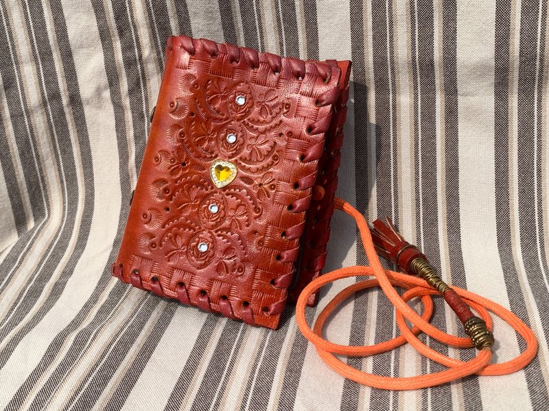 Majans 皮革小本本 拍立得相册 橘色黄心钻 - 相簿/相册 - 真皮 橘色