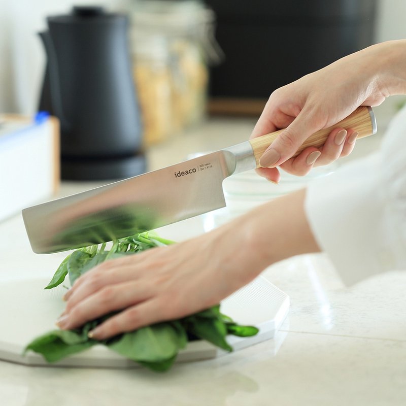 日本ideaco 木质风握柄钼钒钢切菜刀(165mm)-多色可选 - 菜刀/刀架 - 不锈钢 咖啡色
