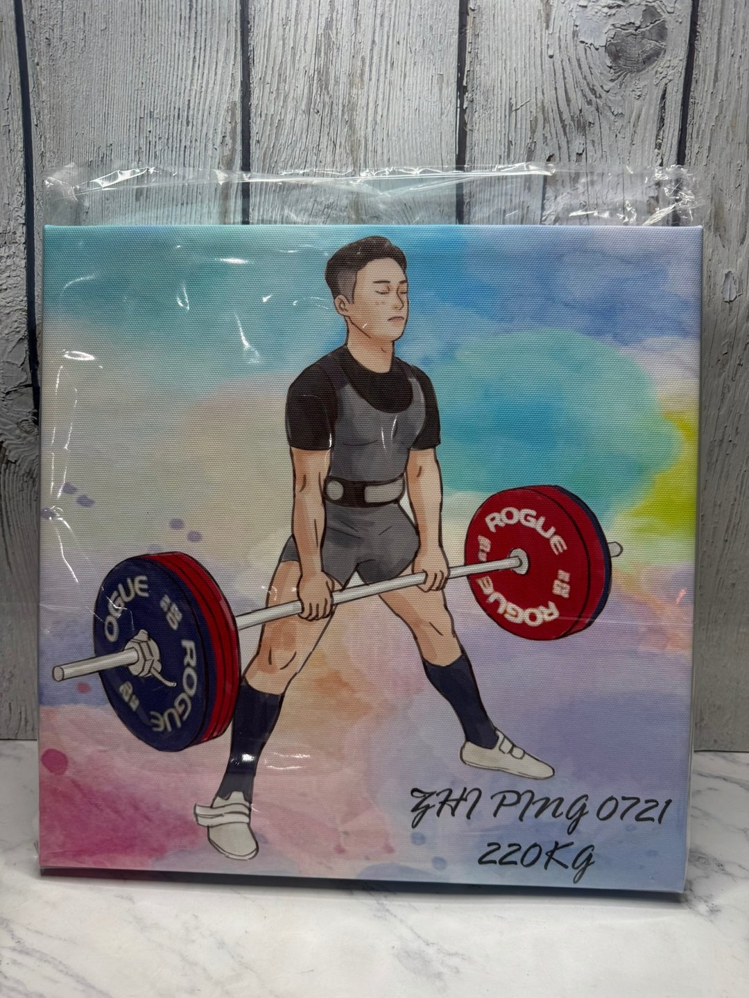 举重是我的信仰 定制手绘纪念画 比赛成就收藏 初恋风动作无框画 - 摆饰 - 其他材质 咖啡色