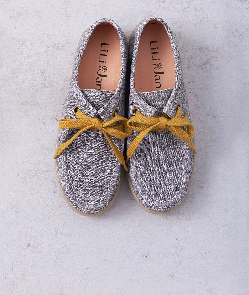 【布拉格的春天】全真皮休闲鞋_布纹灰黑 - 女款牛津鞋/乐福鞋 - 真皮 黑色