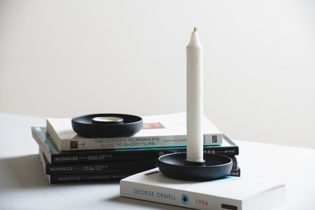 团_长烛台/居家装饰 Saucer_Candle Stick Holder - 蜡烛/烛台 - 其他金属 黑色