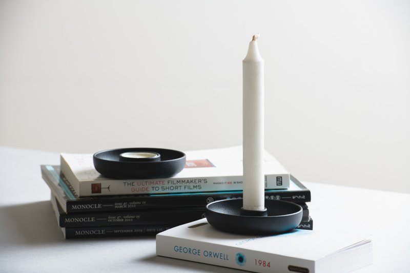 团_长烛台/居家装饰 Saucer_Candle Stick Holder - 蜡烛/烛台 - 其他金属 黑色