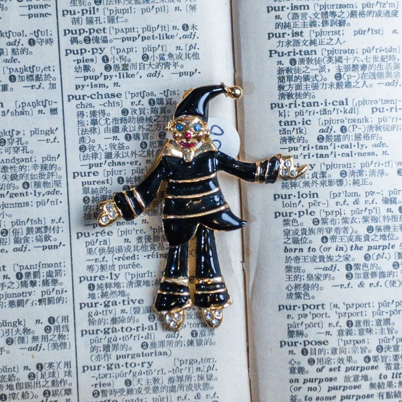 小丑 脚可以摇摆 复古 黑色 胸针 - 胸针 - 其他金属 黑色