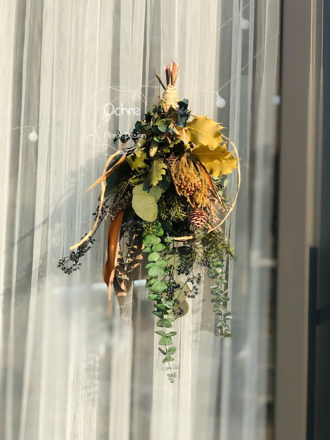 Ochre 永生干燥倒挂花束 - 干燥花/捧花 - 植物．花 绿色