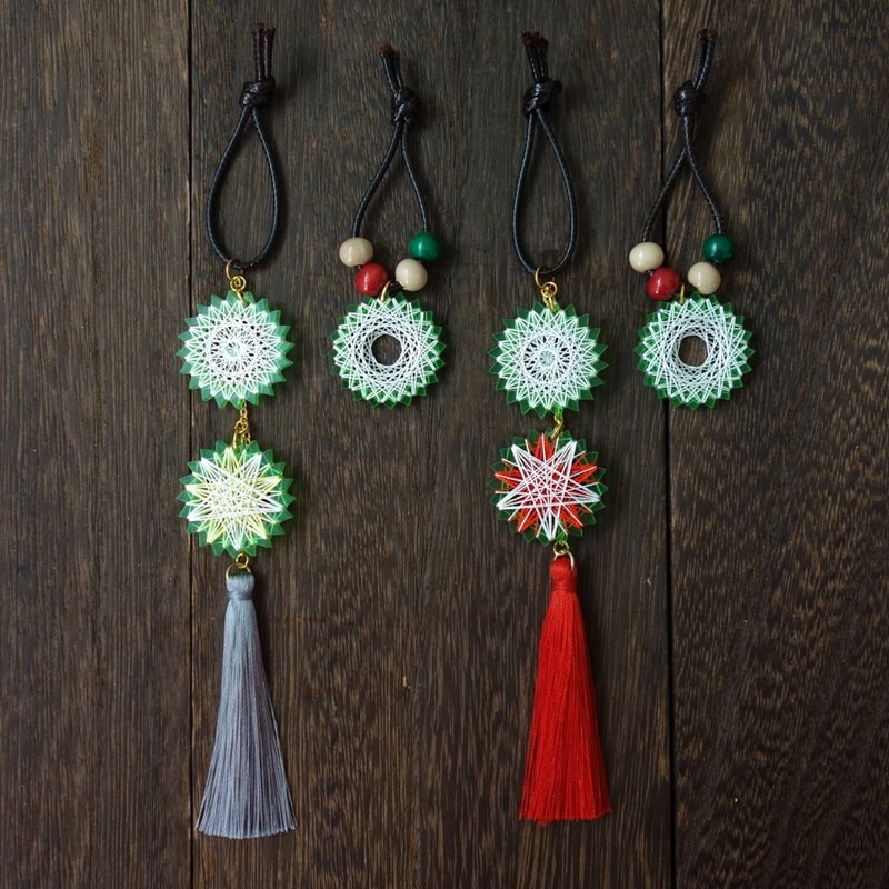 圣诞装饰品 4 件套 | 蚕丝线圣诞挂饰 | 自然风圣诞树挂饰 | 免运 - 摆饰 - 丝．绢 绿色