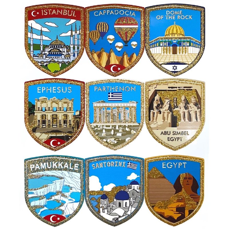 征服世界系列一套9入 金色 埃及贴纸 土耳其贴纸 希腊贴纸 旅 - 贴纸 - 纸 多色