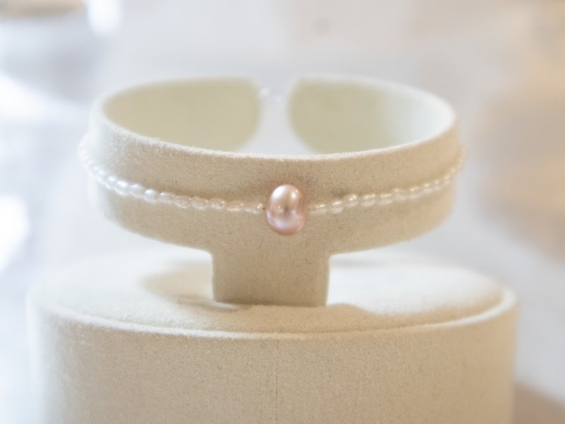 925 SILVER天然香槟紫色配米仔珍珠手链-7mm - 手链/手环 - 珍珠 紫色