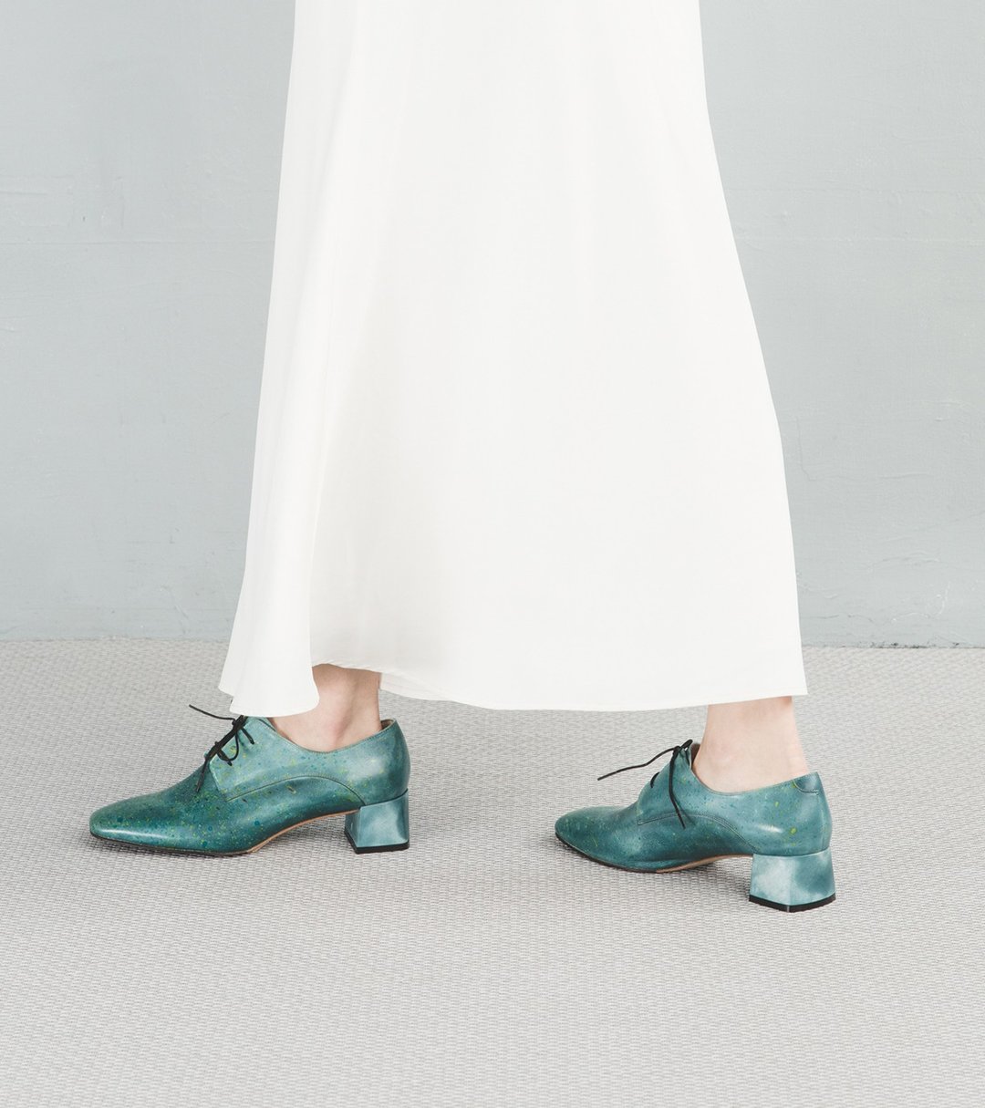 HTHREE 4.6方头德比跟鞋 / 特殊/ 绿岩 / Square Toe Derby Heels - 其他女款皮鞋 - 真皮 绿色