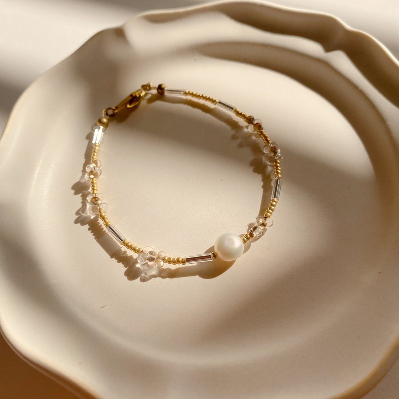 蜜光圈-珍珠 黄铜 捷克珠手环 - 手链/手环 - 铜/黄铜 多色