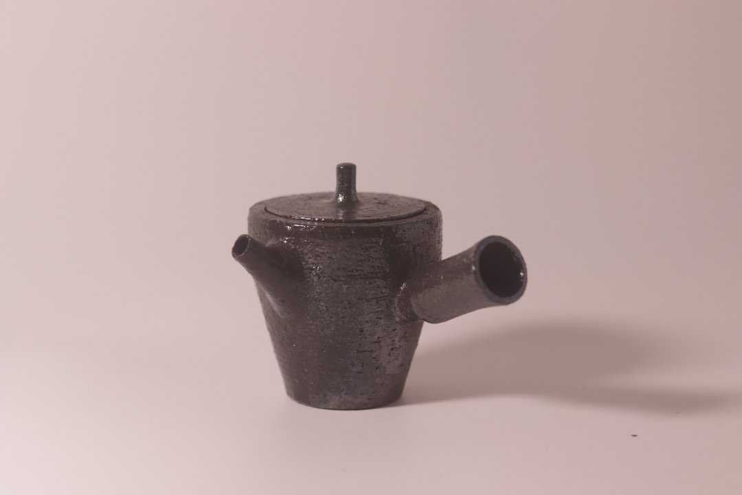 柴烧黑御影 侧把茶壶 陶器 - 茶具/茶杯 - 陶 灰色