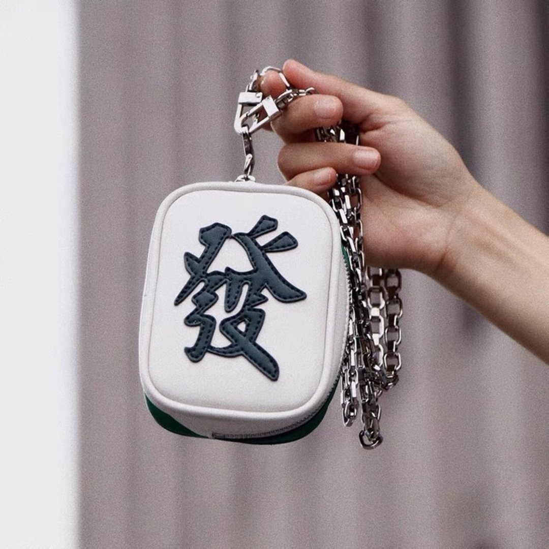 LAOGUI 老鬼原创中国风小众腔调设计师麻将发财钥匙腰包零钱耳机 - 零钱包 - 真皮 绿色