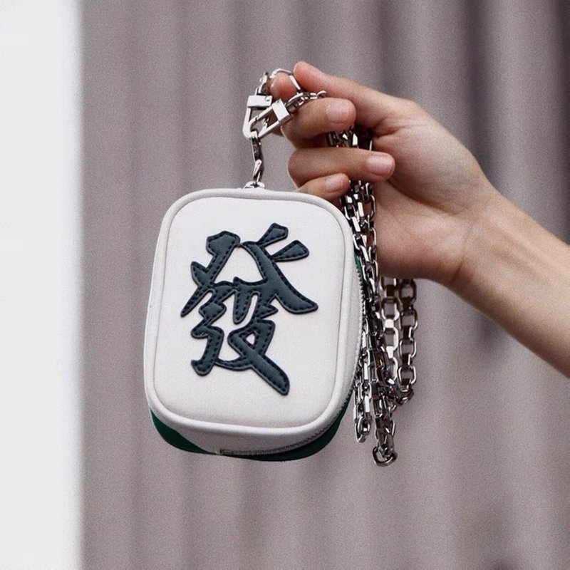 LAOGUI 老鬼原创中国风小众腔调设计师麻将发财钥匙腰包零钱耳机 - 零钱包 - 真皮 绿色