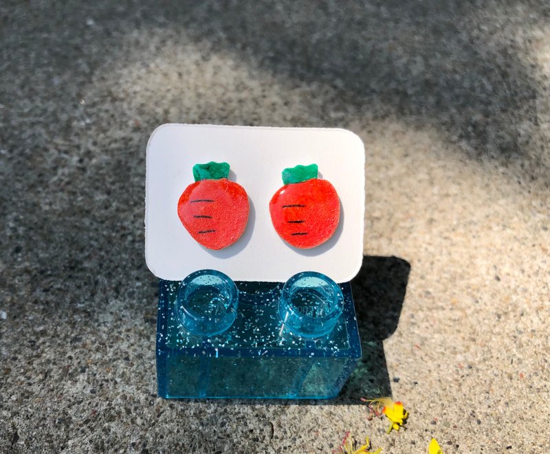 红萝卜/一对.316医疗钢耳针.耳夹.日本树脂.针式.夹式耳环 - 耳环/耳夹 - 树脂 橘色