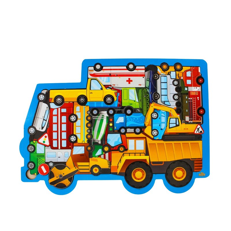 Puzzle board with transport, Wooden Montessori Toddler Toys Age 3 4 5 year - 玩具/玩偶 - 木头 咖啡色