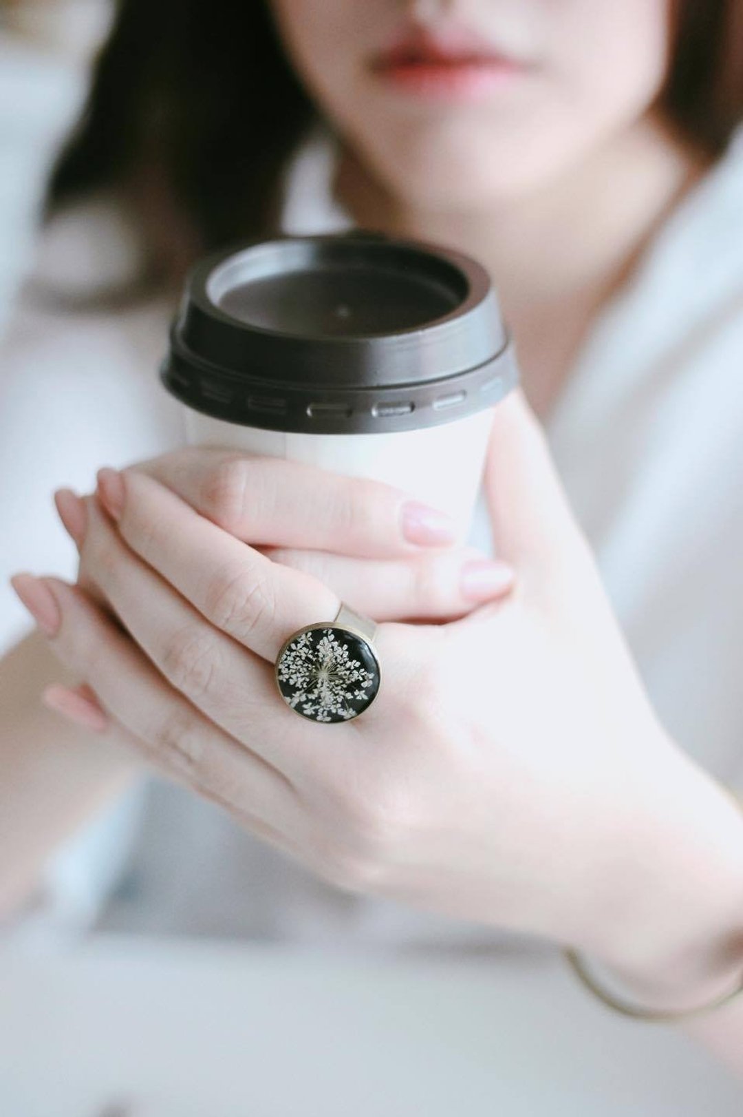 Ammi majus(nature)-Ring (Bronze color)20 mm - 戒指 - 植物．花 金色