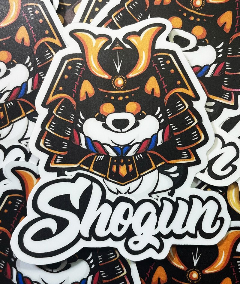 日式柴犬大将 柴犬 黑柴贴纸 雾面 厚磅 超耐磨贴纸 防刮 防水贴 - 贴纸 - 纸 白色