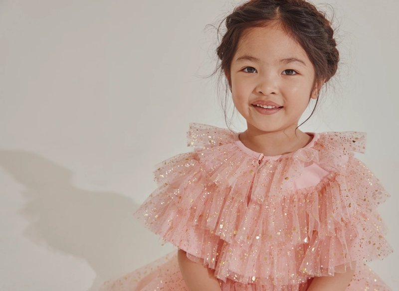 英国 Bob & Blossom 珊瑚粉金葱芭蕾披肩 - 童装裙 - 聚酯纤维 粉红色