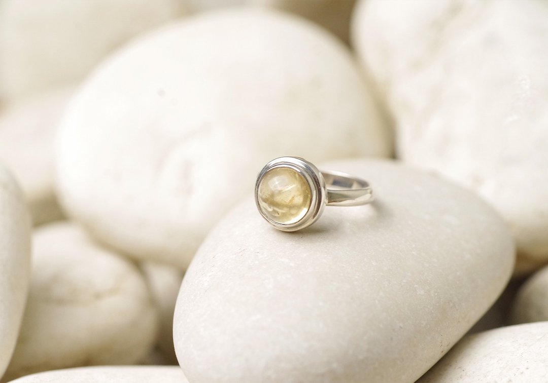 Citrine Ring - Gemstone Ring - 戒指 - 纯银 黄色