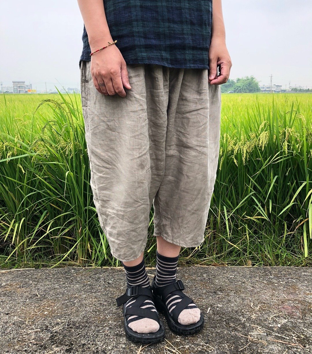 亚麻南瓜澎澎七分裤 - 女装长裤 - 棉 金色