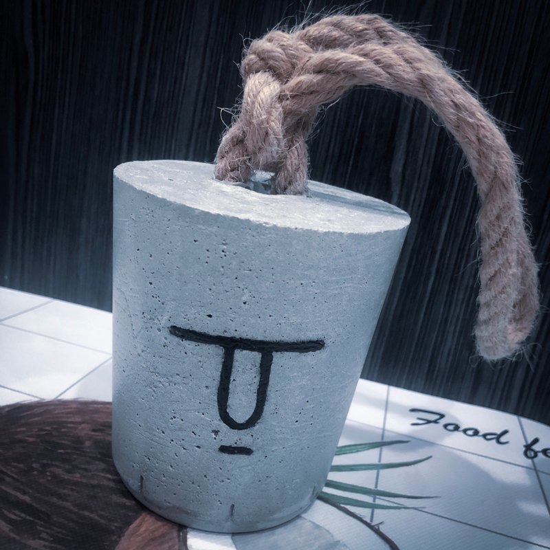 水泥制门挡 纯色 双面表情 麻绳手提 - 其他家具 - 水泥 灰色