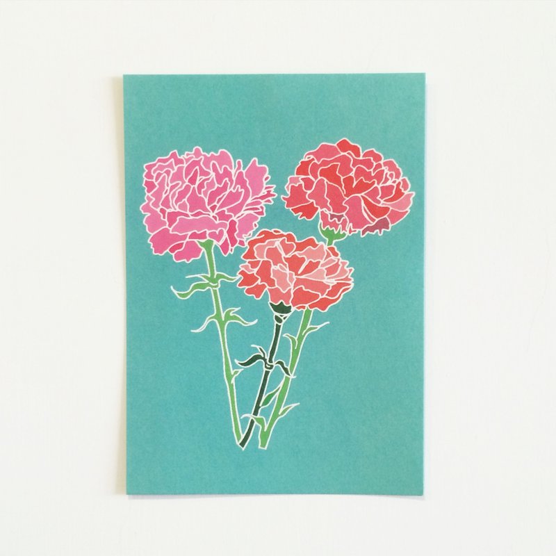 康乃馨母亲节随时用 明信片/卡片 - 卡片/明信片 - 纸 绿色